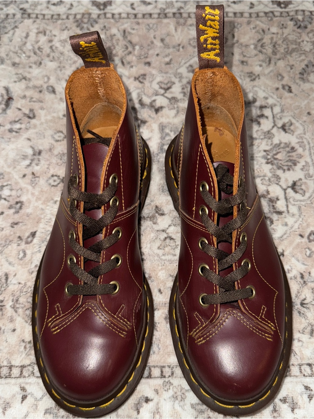 Dr Martens Church Monkey Oxblood/Cherry-Red Smooth Leather Ankle Boots WMNS SZ 5